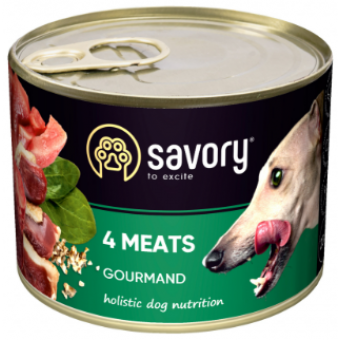Зображення Консерва для собак Savory Dog Gourmand 4 види м'яса 200 г (4820232630389)