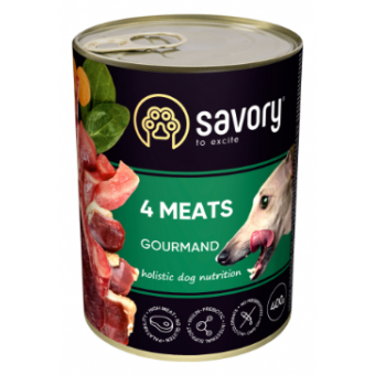 Зображення Консерва для собак Savory Dog Gourmand 4 види м'яса 400 г (4820232630396)