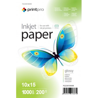 Зображення Папір офісний PRINT PRO PrintPro глянц. 200г/м, 10x15 PG200-1000