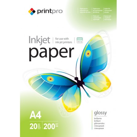 Бумага офисная PRINT PRO PrintPro глянц. 200г/м, A4 PG200-20