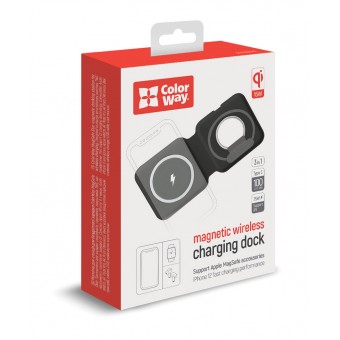 Зображення МЗП Colorway MagSafe Duo Charger 15W for iPhone (Black) (CW-CHW32Q-BK)