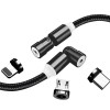 Colorway USB - 3в1 (Lightning MicroUSB Type-C) Magnetic Rotation 540° 2.4А 1м чорний CW-CBUU037-BK фото №4