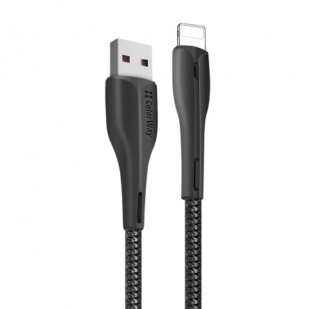 Colorway USB - Apple Lightning (PVC   led) 2.4А 1м чорний CW-CBUL034-BK фото №2