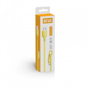 Зображення Colorway USB - Apple Lightning (soft silicone) 2.4А 1м жовтий CW-CBUL043-Y