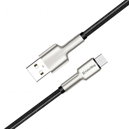 Colorway USB - MicroUSB (head metal) 2.4А 1м чорний CW-CBUM046-BK фото №3
