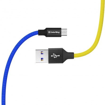 Colorway USB - MicroUSB (national) 2.4А 1м жовтий з синім CW-CBUM052-BLY фото №5