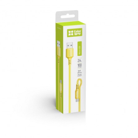 Colorway USB - MicroUSB (soft silicone) 2.4А 1м жовтий CW-CBUM043-Y