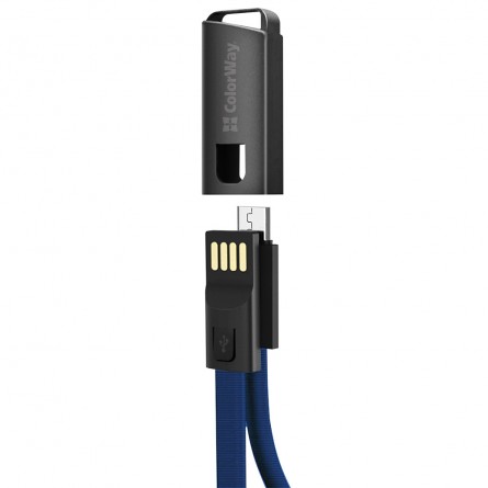 Colorway USB - MicroUSB (брелок) 2.4А 22см синій CW-CBUM022-BL фото №3