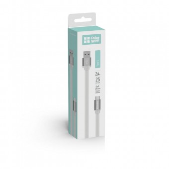 Зображення Кабель Colorway USB male – Type-C male 25 см білий (CW-CBUC001-WH)
