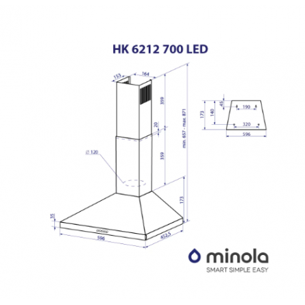 Вытяжки Minola HK 6212 BL 700 LED фото №11