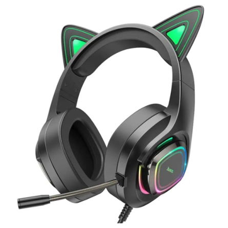 Наушники Hoco W107 Cute cat luminous cat ear gaming headphones Phantom Cat