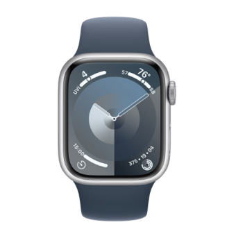 Зображення Смарт-годинник Apple Watch Series 9 GPS 41mm Silver Aluminium Case with Storm Blue Sport Band - S/M (MR903QP/A)