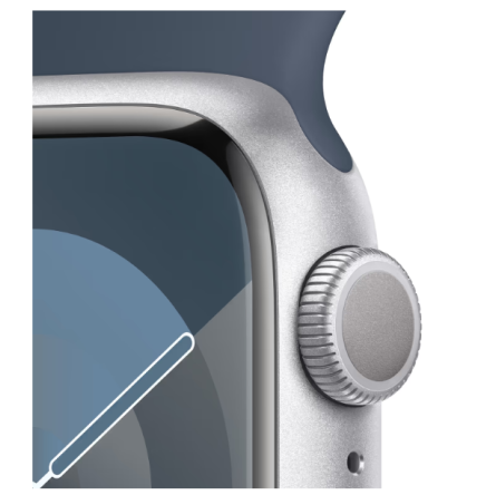 Смарт-годинник Apple Watch Series 9 GPS 41mm Silver Aluminium Case with Storm Blue Sport Band - S/M (MR903QP/A) фото №3