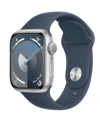 Смарт-часы Apple Watch Series 9 GPS 41mm Silver Aluminium Case with Storm Blue Sport Band - S/M (MR903QP/A) фото №2