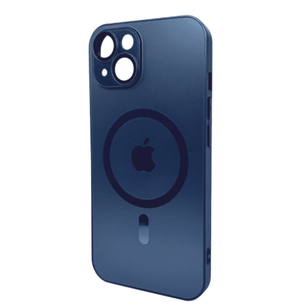 Чехол для телефона AG Glass Matt Frame Color MagSafe Logo for Apple iPhone 14 Navy Blue
