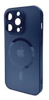 Чехол для телефона AG Glass Matt Frame Color MagSafe Logo for Apple iPhone 15 Navy Blue