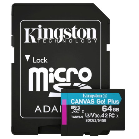 Карта пам'яті Kingston 64GB microSDXC class 10 UHS-I U3 A2 Canvas Go Plus (SDCG3/64GB)