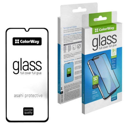 Защитное стекло Colorway 9H FC glue Anti-Spy Apple iPhone 14 Pro black (CW-GSFGASAI14P-BK)