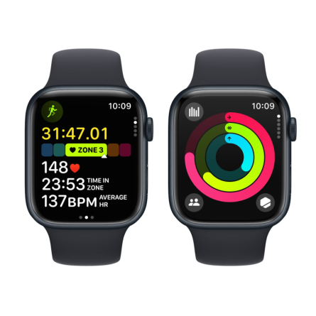 Смарт-часы Apple Watch Series 9 GPS 45mm Midnight Aluminium Case with Midnight Sport Band - S/M (MR99 фото №5