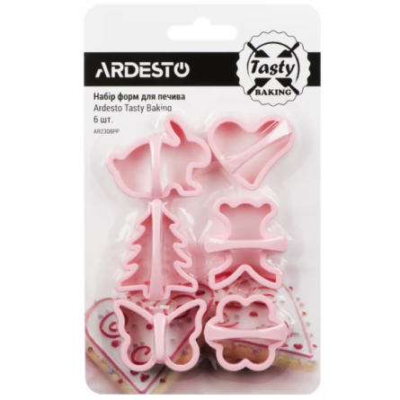 Форма для випікання Ardesto Набір форм для печива Tasty baking, 6шт, пластик, рожевий фото №2