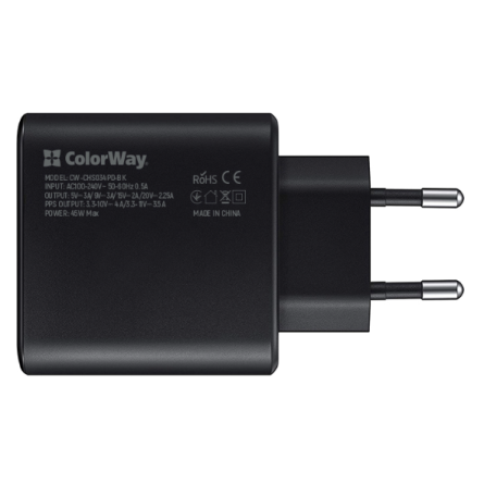 СЗУ Colorway Power Delivery Port PPS USB Type-C (45W) чорне