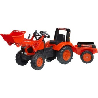 Зображення Електромобіль дитячий Falk 2060 AM KUBOTA трактор з причепом та ковшем, червоний (2060AM)