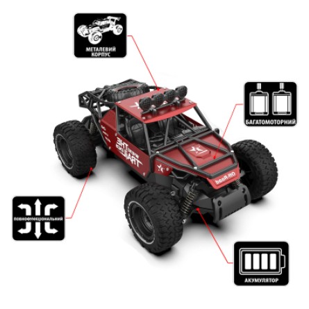 Радіокерована іграшка Sulong Toys OFF-ROAD CRAWLER – RACE (матовый красный, металл. корпус, аккум.6V, 1:14) фото №2