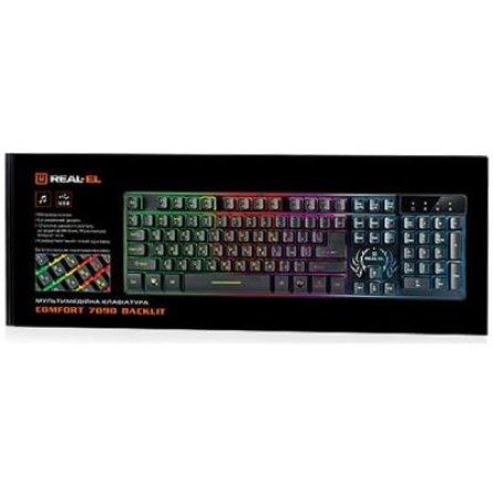 Клавіатура REAL-EL 7090 Comfort Backlit, black фото №4