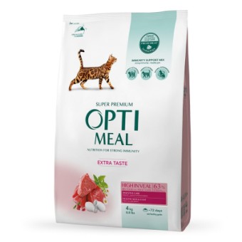 Изображение Сухий корм для котів Optimeal зі смаком телятини 4 кг (4820083906121)