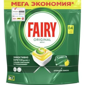 Изображение Таблетки для посудомоек Fairy Все-в-1 Original Лимон 84 шт. (8001090016003)
