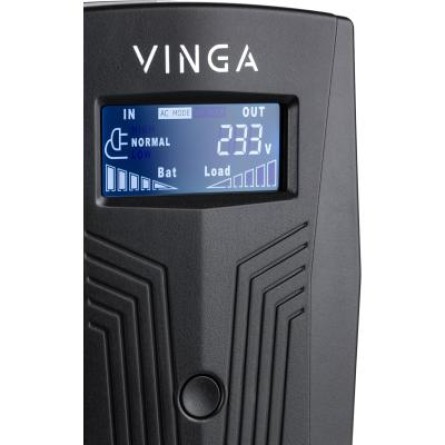 Джерело безперебійного живлення Vinga LCD 800VA plastic case with USB (VPC-800PU) фото №3