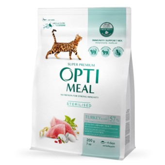 Изображение Сухий корм для котів Optimeal для стерилізованих/кастрованих індичок та овес 200 г (4820215362399)