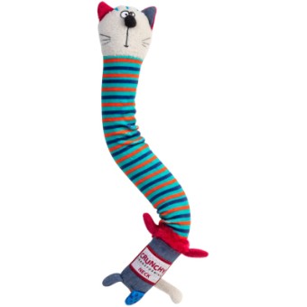 Изображение Іграшки для собак GiGwi Crunchy Кіт з хрусткою шиєю та пискавкою 28 см (75046)
