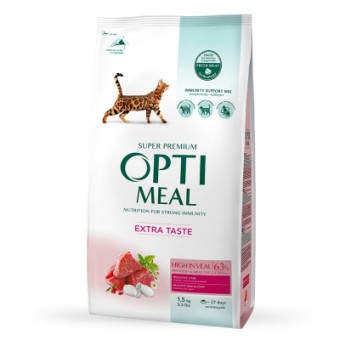 Изображение Сухий корм для котів Optimeal зі смаком телятини 1.5 кг (4820215364690)