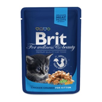 Изображение Вологий корм для котів Brit Premium Cat Pouches курка 100 г (8595602506026)