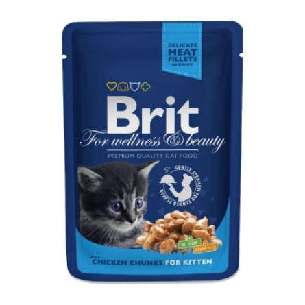 Вологий корм для котів Brit Premium Cat Pouches курка 100 г (8595602506026)