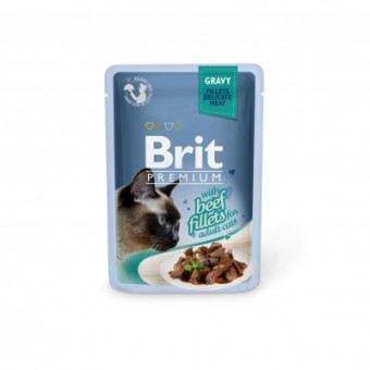 Изображение Вологий корм для котів Brit Premium Cat 85 г (філе яловичини в соусі) (8595602518555)