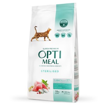 Изображение Сухий корм для котів Optimeal для стерилізованих/кастрованих — індичка та овес 10 кг (B1830601)