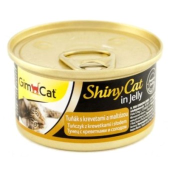 Зображення Консерва для котів GimCat Shiny Cat тунець, креветки та мальт 70 г (4002064413259)