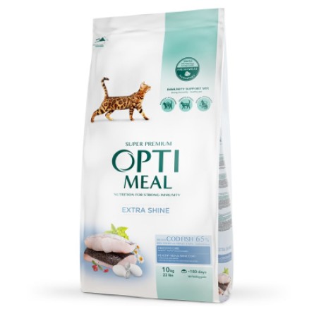 Сухий корм для котів Optimeal для дорослих з високим вмістом тріски 10 кг (B1831301)