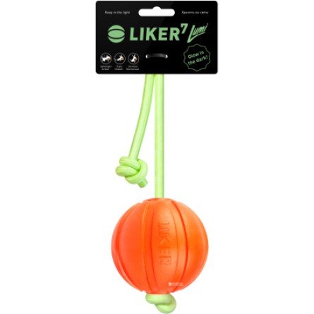 Іграшки для собак Liker Lumi М'ячик зі світлонакопичувальним шнурком 7 см (6283)
