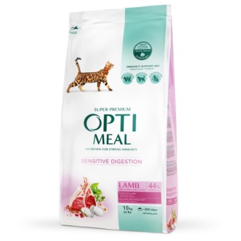 Зображення Сухий корм для котів Optimeal для дорослих з чутливим травленням – ягня 10 кг (B1831101)