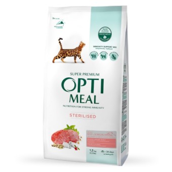 Зображення Сухий корм для котів Optimeal для стерилізованих/кастрованих з яловичиною та сорго 1.5 к (4820215364652)