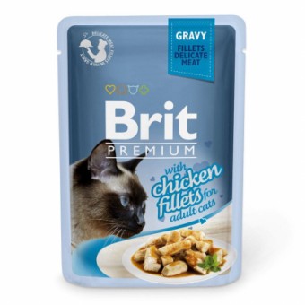 Изображение Вологий корм для котів Brit Premium Cat 85 г (філе курки в соусі) (8595602518524)