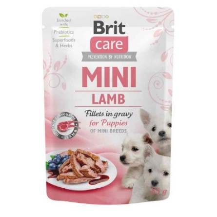 Вологий корм для собак Brit Care Mini pouch 85 г для цуценят (філе ягня в соусі) (8595602534418)
