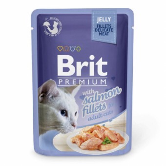 Изображение Вологий корм для котів Brit Premium Cat 85 г (філе лосося в желе) (8595602518487)