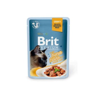 Изображение Вологий корм для котів Brit Premium Cat 85 г (філе тунця в соусі) (8595602518548)