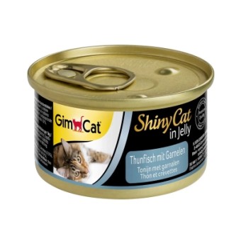 Изображение Консерва для котів GimCat Shiny Cat з тунцем та креветками 70 г (4002064413099)