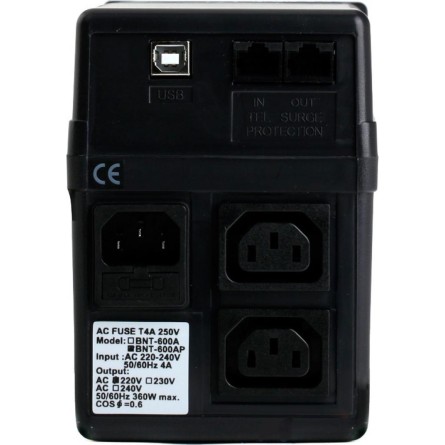 Источник бесперебойного питания Powercom BNT-600 AP, USB  (BNT-600 AP USB) фото №2