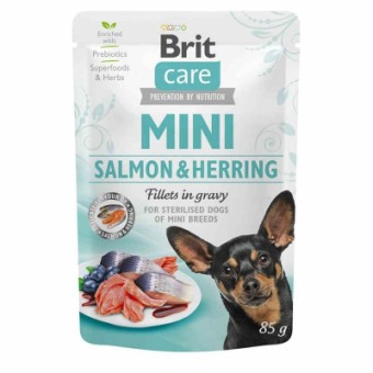 Изображение Вологий корм для собак Brit Care Mini pouch 85 г (філе лосося та оселедця в соусі) (8595602534449)